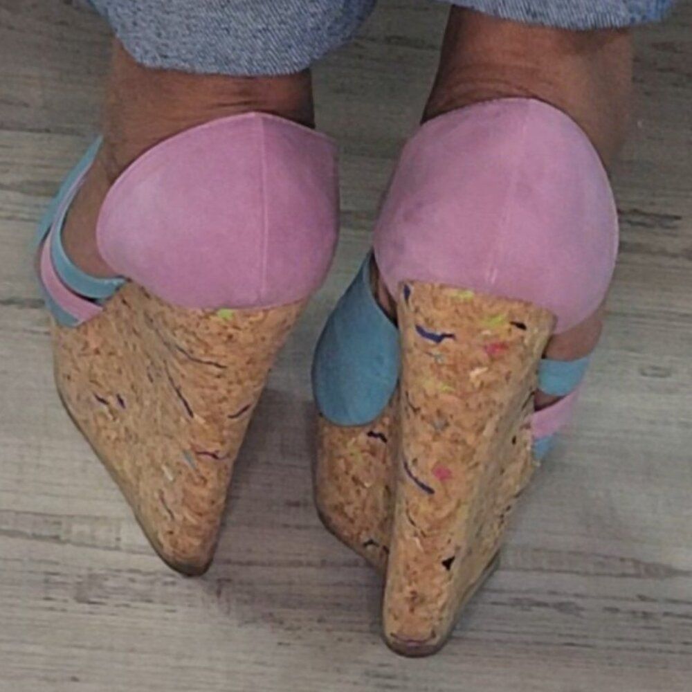 Unique Lavender/Turquoise Wedge Heels Size 8 - Picture 5 of 10